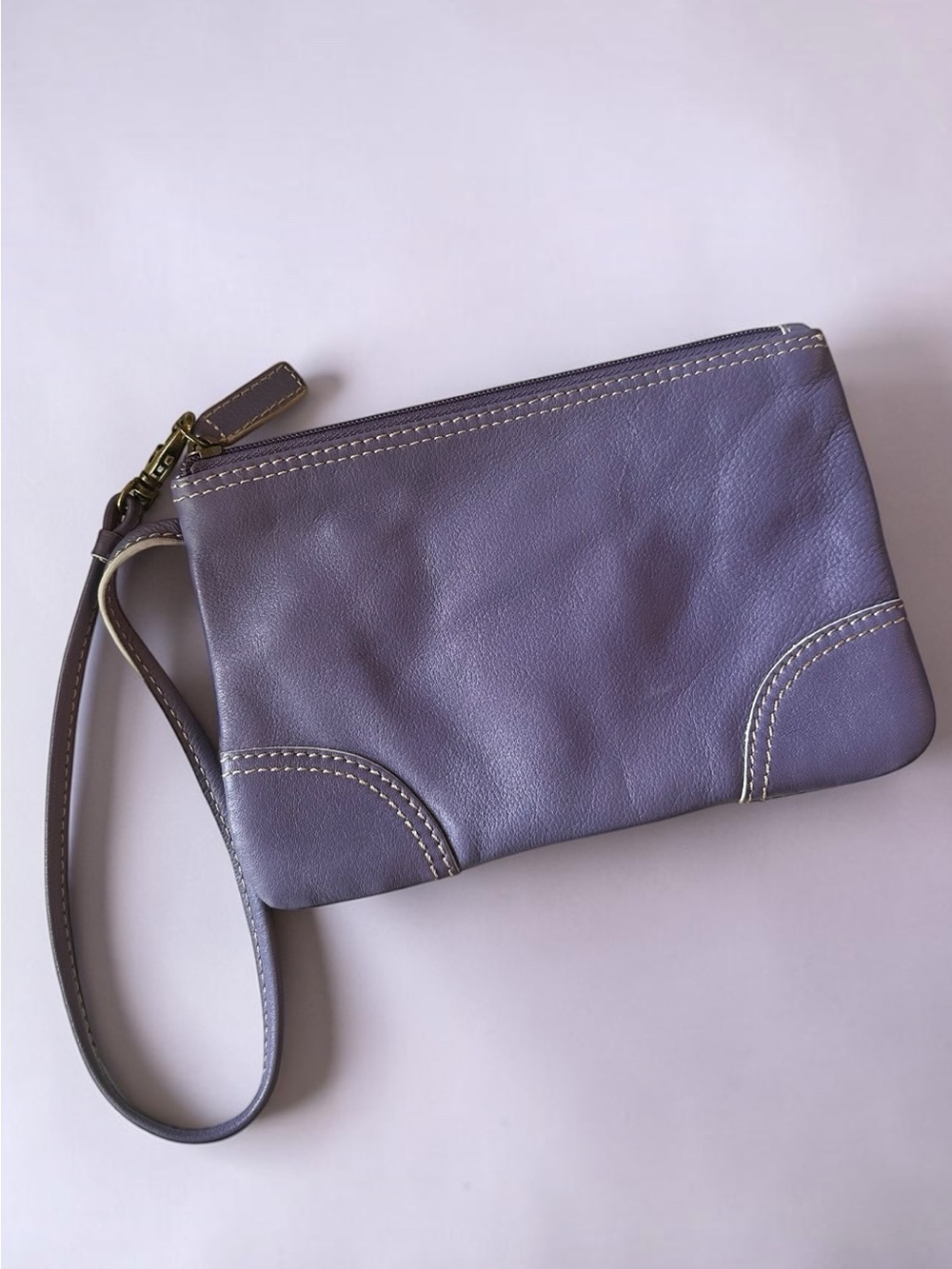 Levenger Zip Top Leather Wristlet